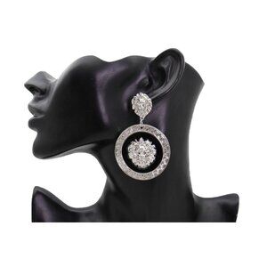 Women Silver Metal Earrings Set Lion Round Bling Sexy Fashion Cool Jewelry Stud